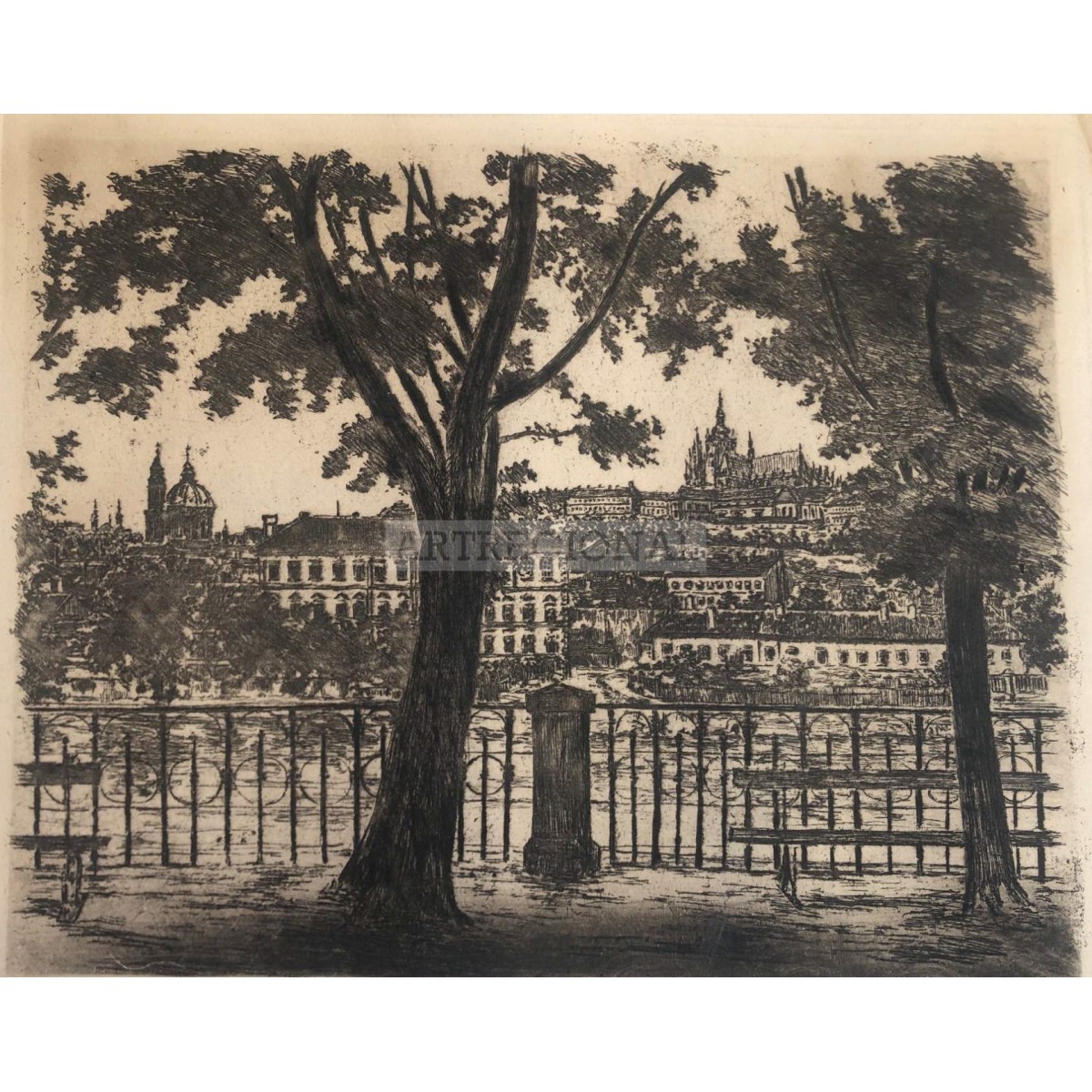 BAUER JIŘÍ JOSEF (1886) - pohled na Pražský hrad